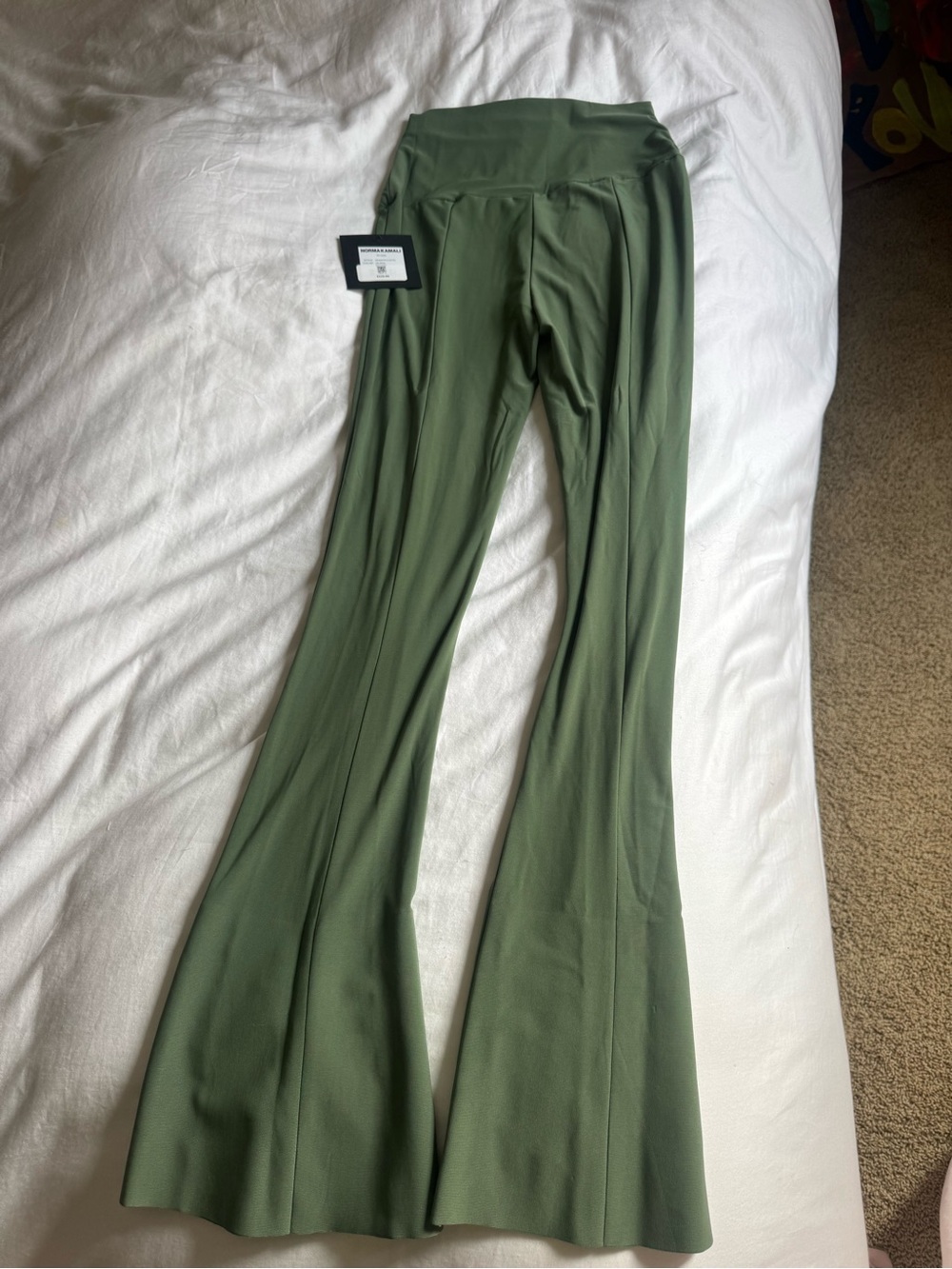 Norma Kamali Olive Green women’s Flare  Bottoms